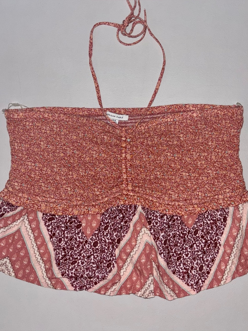 American Eagle Outfitters Women's Halter Top Smocked Size L Floral Boho Sexy NWT